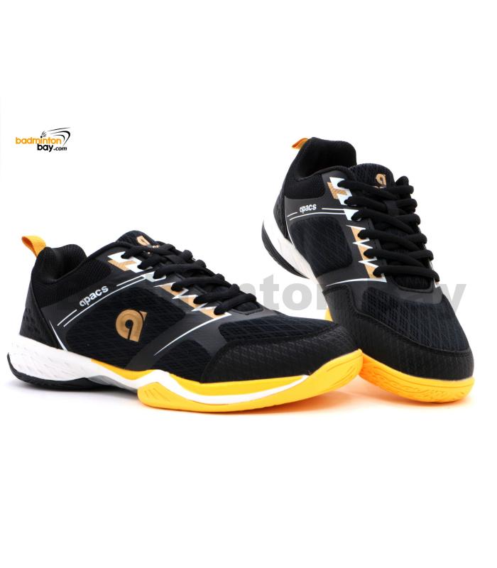 Apacs Aggressive 518 Shoes Black Indoor Badminton Court Shoes With Improved Cushioning and Outsole