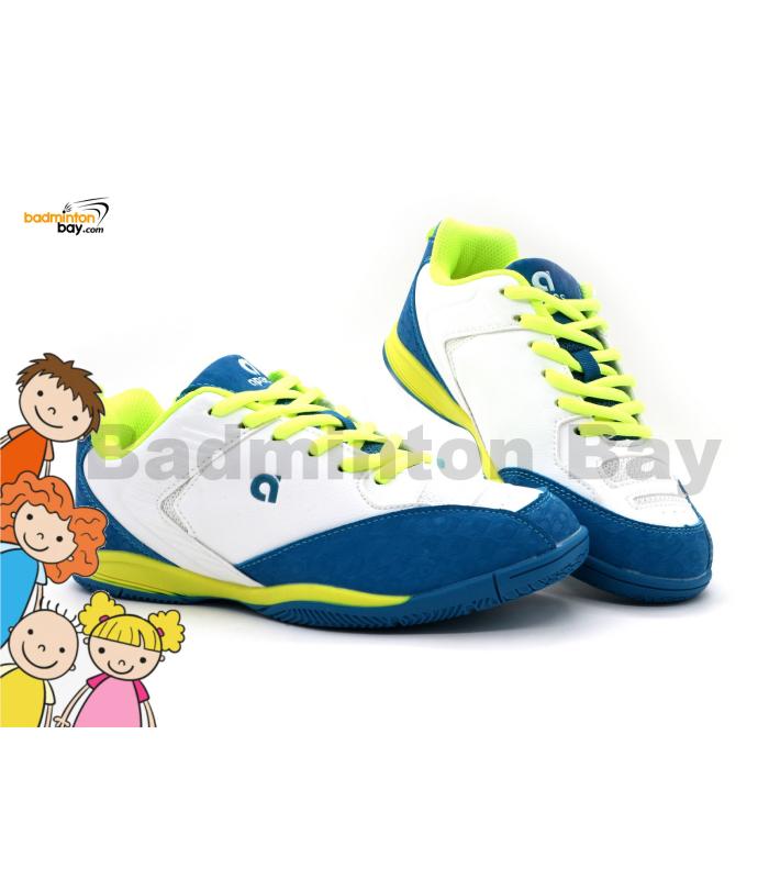 Apacs Kids Cloud Stride CS260 Lapis Lazuli Lime Shoe White With Improved Cushioning and Outsole