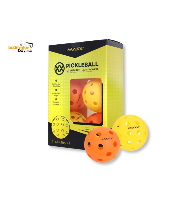 Maxx Pickleball Box of 6 pieces Indoor and Outdoor Balls